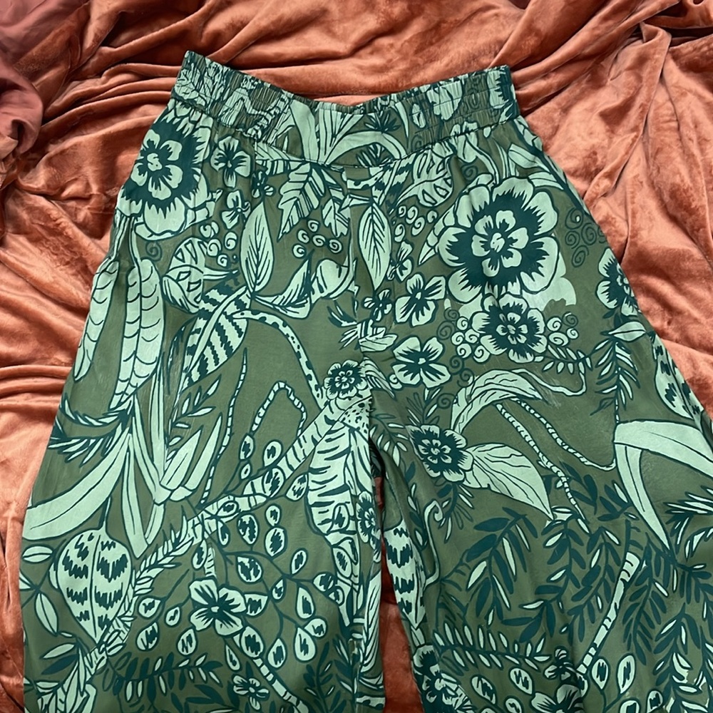 FARM Rio Green Patterned Wide-Leg Pants - Picture 2 of 5